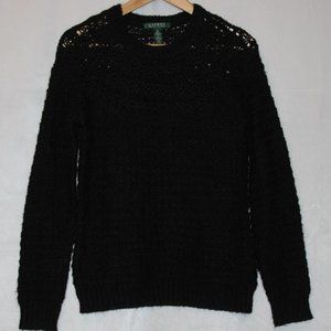 Lauren Ralph Lauren open weave black sweater